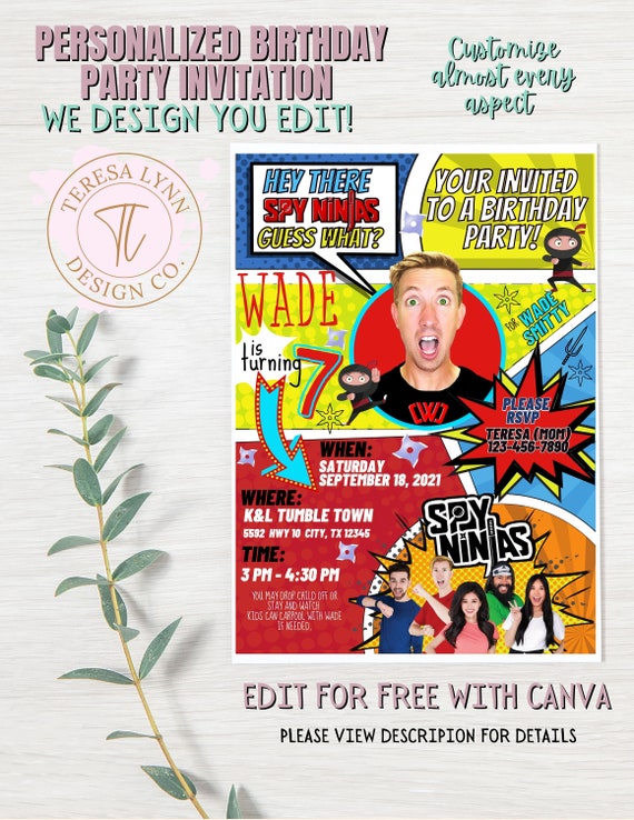 Spy Ninjas Customizable Birthday Party Invitation We Design | Etsy