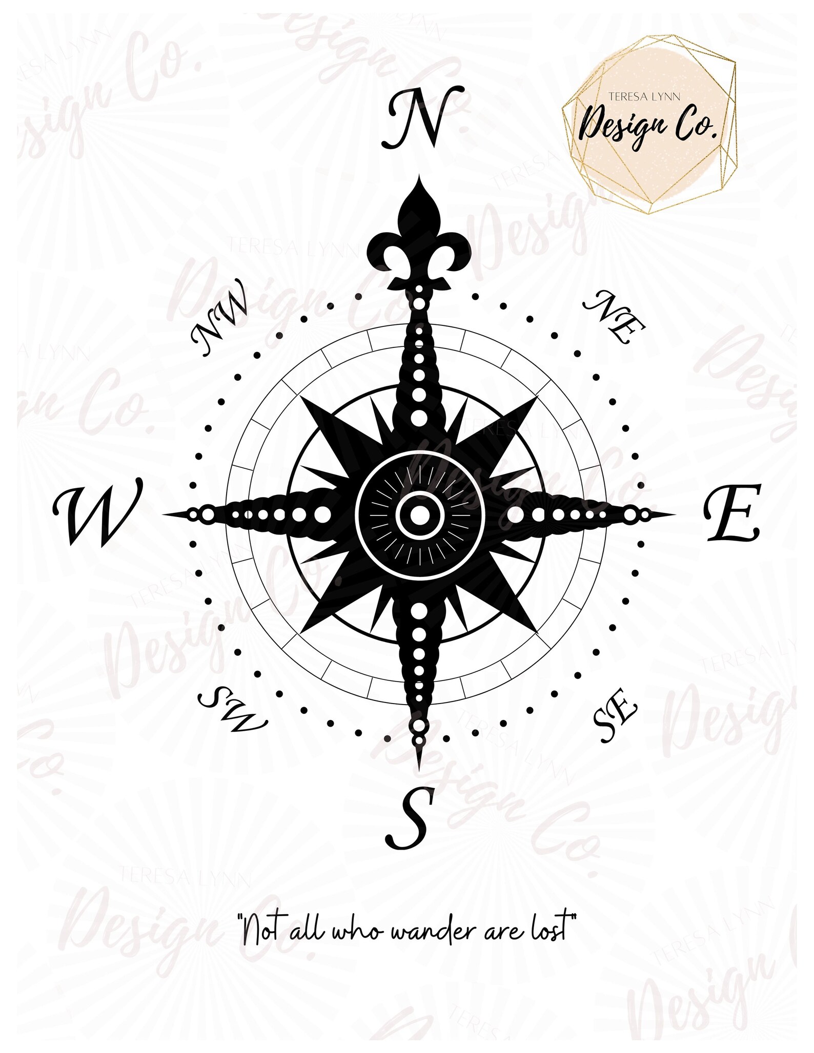 Not All Who Wander Are Lost Compass Digital Design Digital Etsy