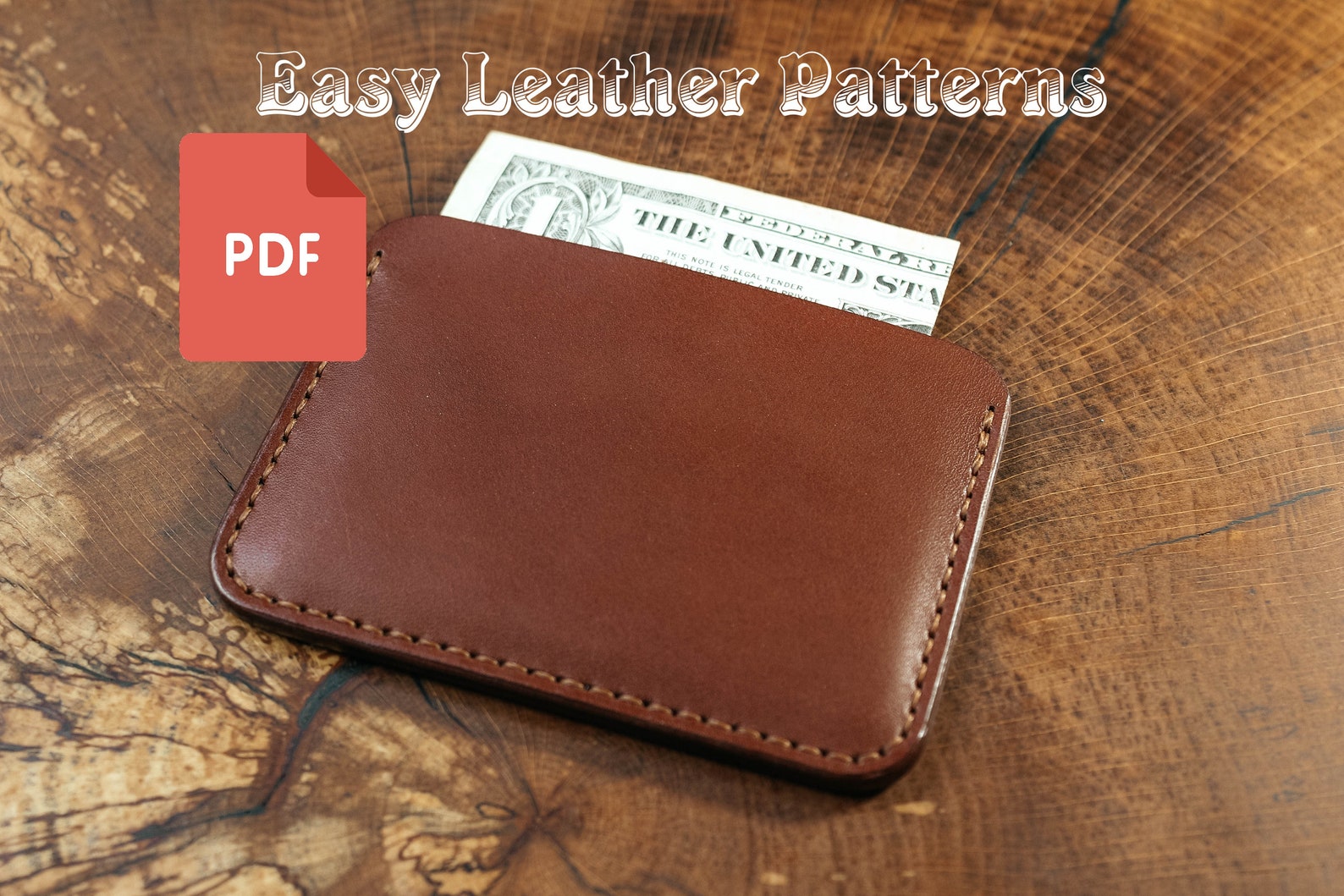 Leather pattern PDF Card holder 2 minimalist template Etsy