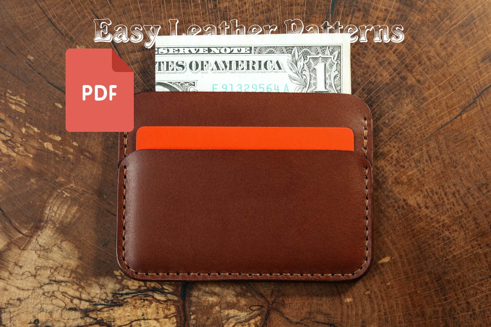 Leather pattern PDF Card holder 2 minimalist template Etsy