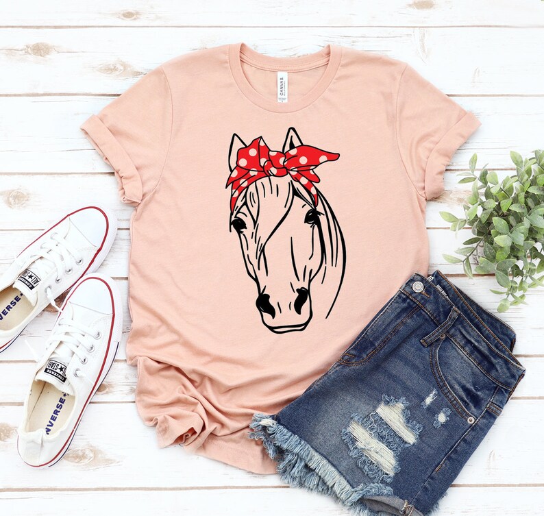 Horse Bandana T-shirt Cowboy T-shirt Farm Shirt Horseback Riding T-shirt Horse Lover Tshirt Equestrian Shirt Gift For Horse Owner
