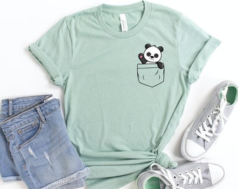 Pocket Panda T-shirt, Cute Panda T-shirt, Cute Animal T-shirt, Animal Lover Shirt, Cute T-shirt, Gift For Her, Summer T-shirt, Gift For Him
