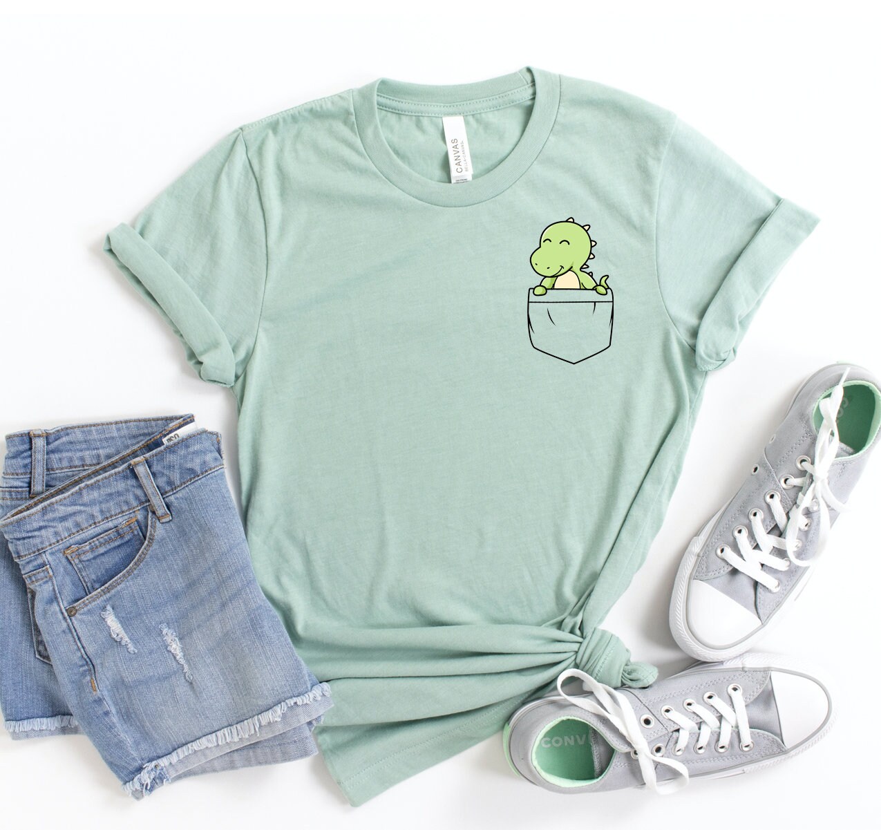 Dinosaur Pocket T-shirt Jurassic Animal 
