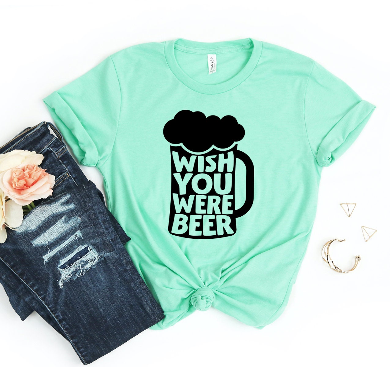 Wish You Were Beer Tshirt Beer Tshirt Drinking Shirt Etsy