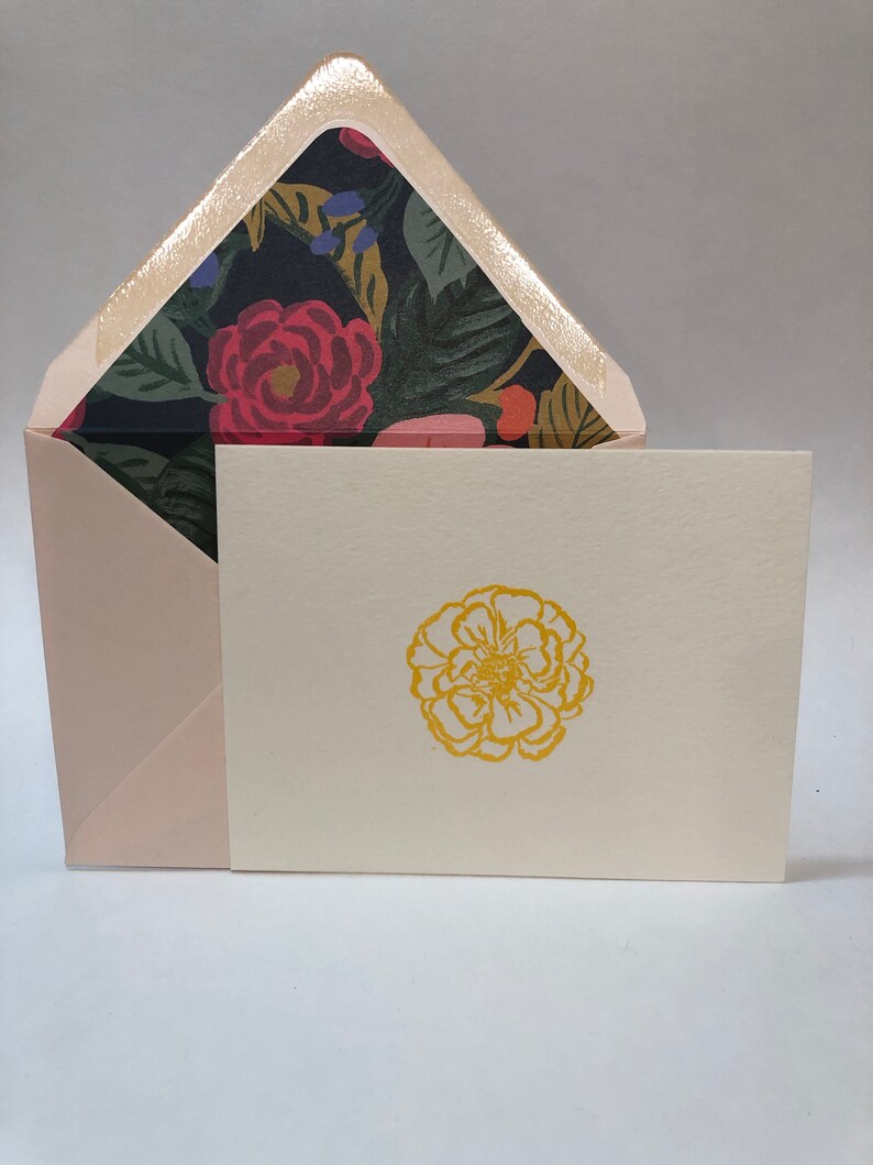 Four Handmade Folded Note Cards blank & Lined Envelopes set Etsy