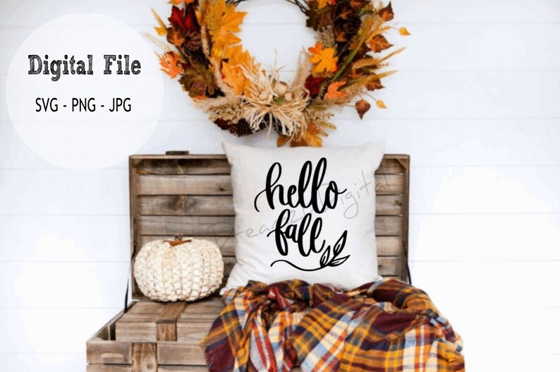 Hello Fall Svg Cute Fall Pillow Svg Png Jpg Digital File Etsy