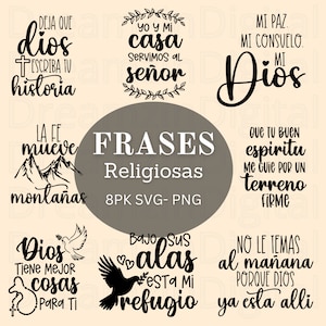 Frases Cristianas SVG, Frases Religiosas PNG, SVG Bundle, Cricut Svg Frases,  Frases Bonitas, Camisas Cristianas, Spanish Phrases 