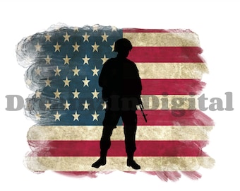 American Soldier png, Watercolor flag png, Patriotic Sublimation Design, Soldier PNG Design, Patriotic Clipart, Digital Download, waterslide