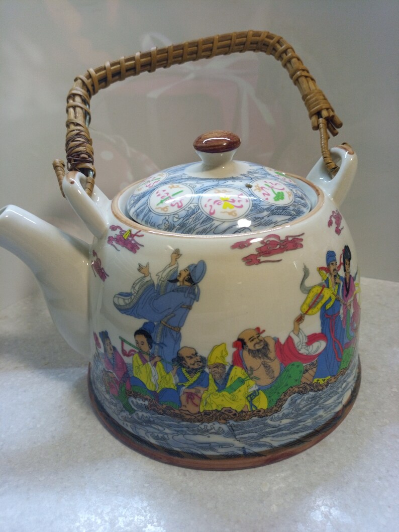 Vintage Chinese Porcelain Teapot. Antique faience teapot. Etsy