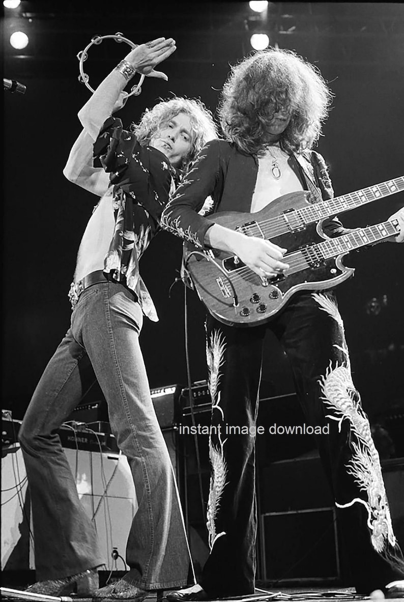 Led Zeppelin digital downloadable poster. Black and white Etsy