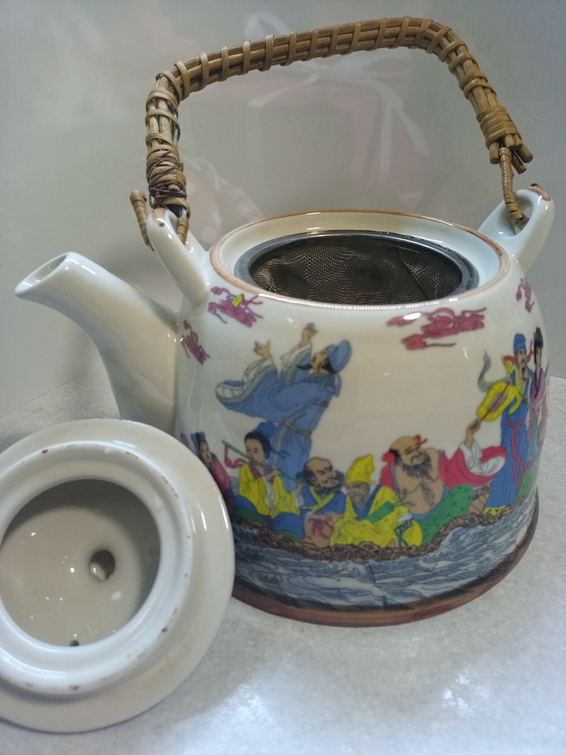 Vintage Chinese Porcelain Teapot. Antique faience teapot. Etsy