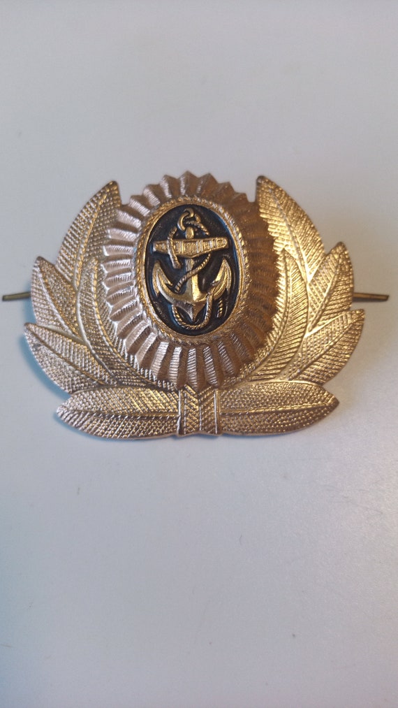 Navy Cockade Military USSR Uniform Red Star Vintage Soviet Pin Gold Anchor