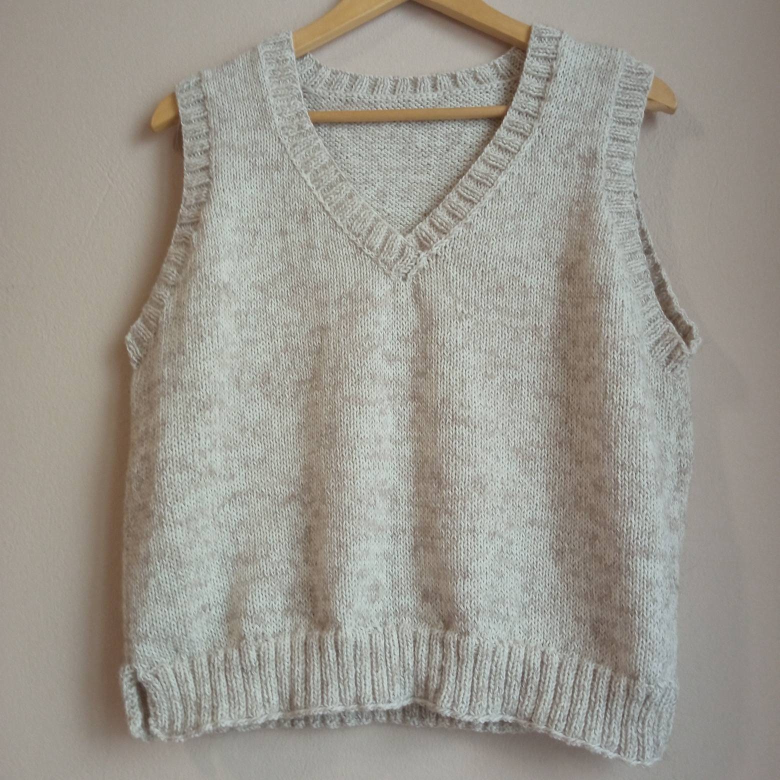 Knitted Vest Pattern With Rib V Neck and Side Openings - Etsy