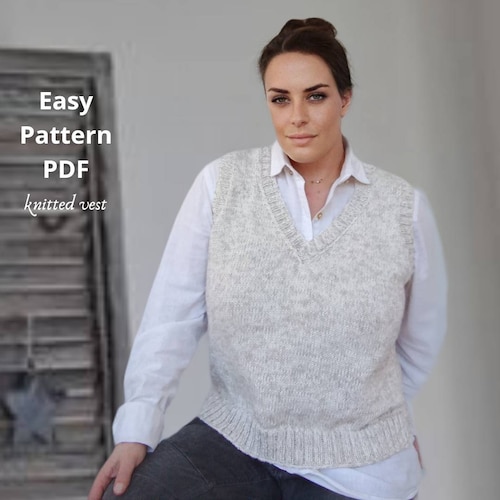 Knitted Vest Pattern PDF Woman's Knit Vest With Cables Etsy