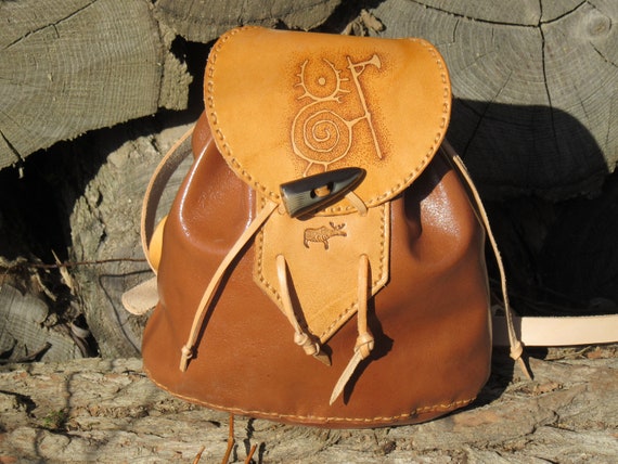 Medieval Style Small Leather Backpack 