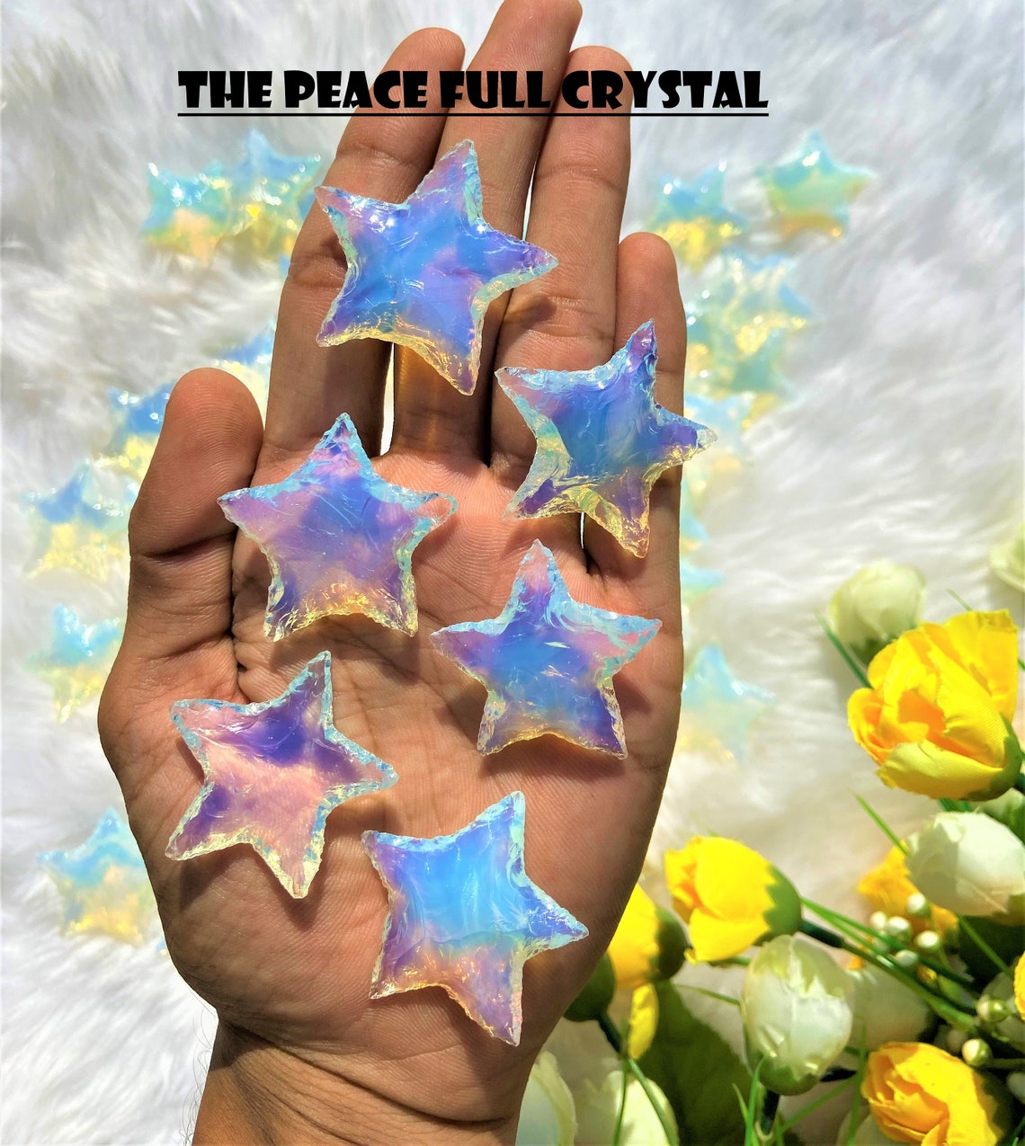 50 Pieces Opal Star Crystals Bulk Opalite Crescent Stars | Etsy