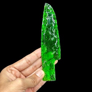 6”Beautiful Large Green Aqua Obsidian Glass Knife Hand Crafted Flint Knife Obsidian Knife Gifted Crystal Obsidian