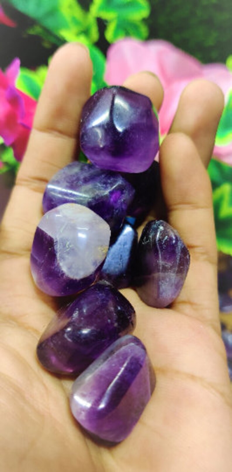 100pc BULK Amethyst Tumbled Unique Gift, Housewarming Gift, Healing Crystals and Stones, Jewelry Stone image 2