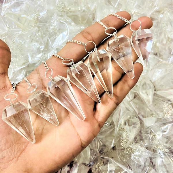 10pieces Clear Quartz Crystal Pendulum - Dowsing Healing - Clear Quartz Wholesale Pendulum - Clear Quartz Stone