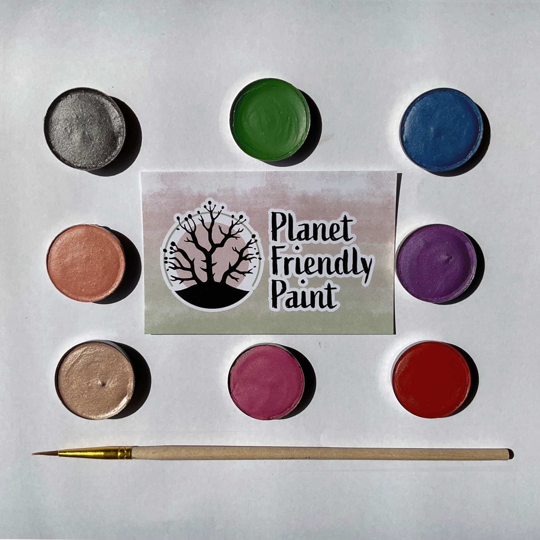 Mini Watercolor Paint Palette 6 Colors. Ecofriendly Organic Paints