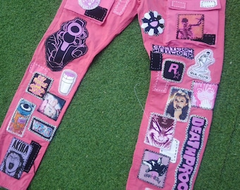 custom pink cargo pair W32L30