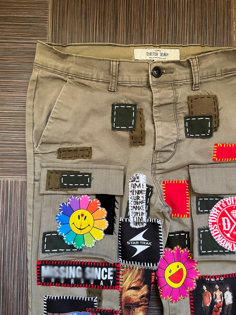 Cargo Custom Handsmade Patchwork Jeans Zilla Style - Etsy