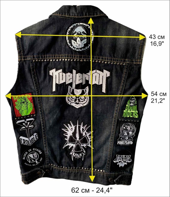 Custom Rock Metal Battle Vest Denim size L Etsy Canada