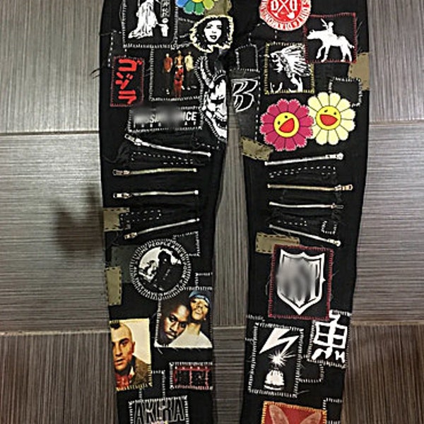 Custom Handsmade Patchwork Jeans Righteous P pair skinny