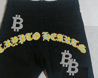 Crypto Hearts jeans brutal edition cargo pockets custom handmade