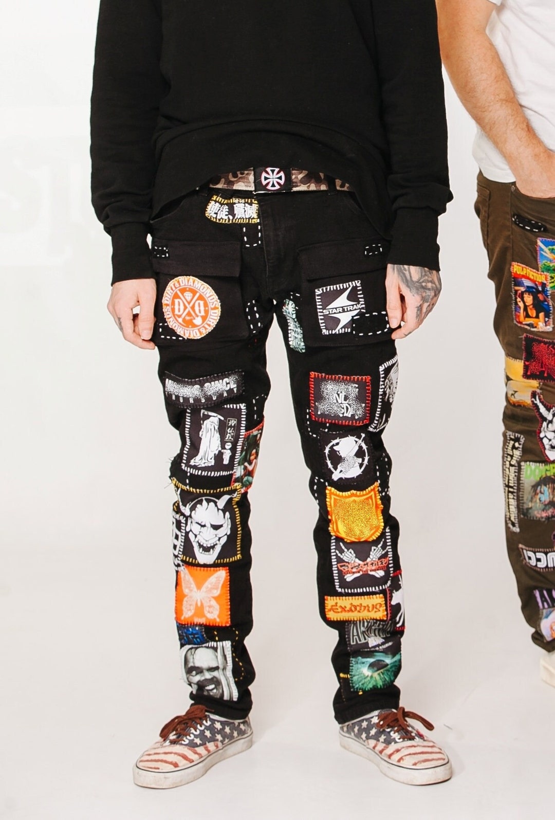 Missing Since Cargo Zillakami Pants Handmade Jeans Patchwork - Etsy