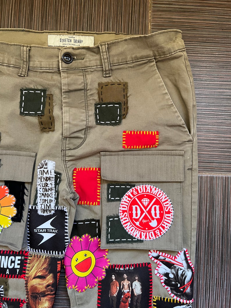 Cargo Custom Handsmade Patchwork Jeans Zilla Style - Etsy