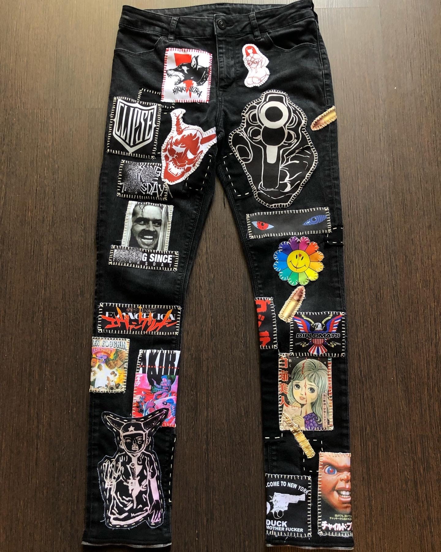 Personalized Black Sosmula's Patched Jeans - Etsy