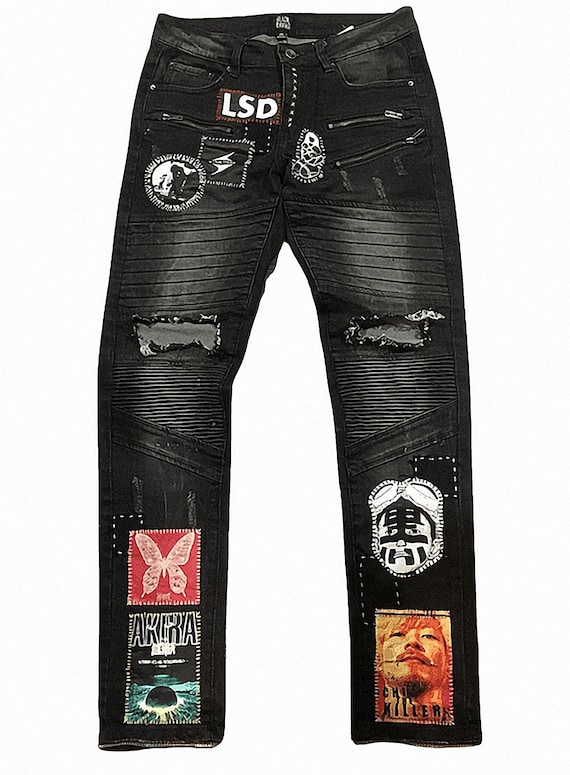 Custom Handmade Crust Patchwork Destroyed Jeans Black Skinny - Etsy