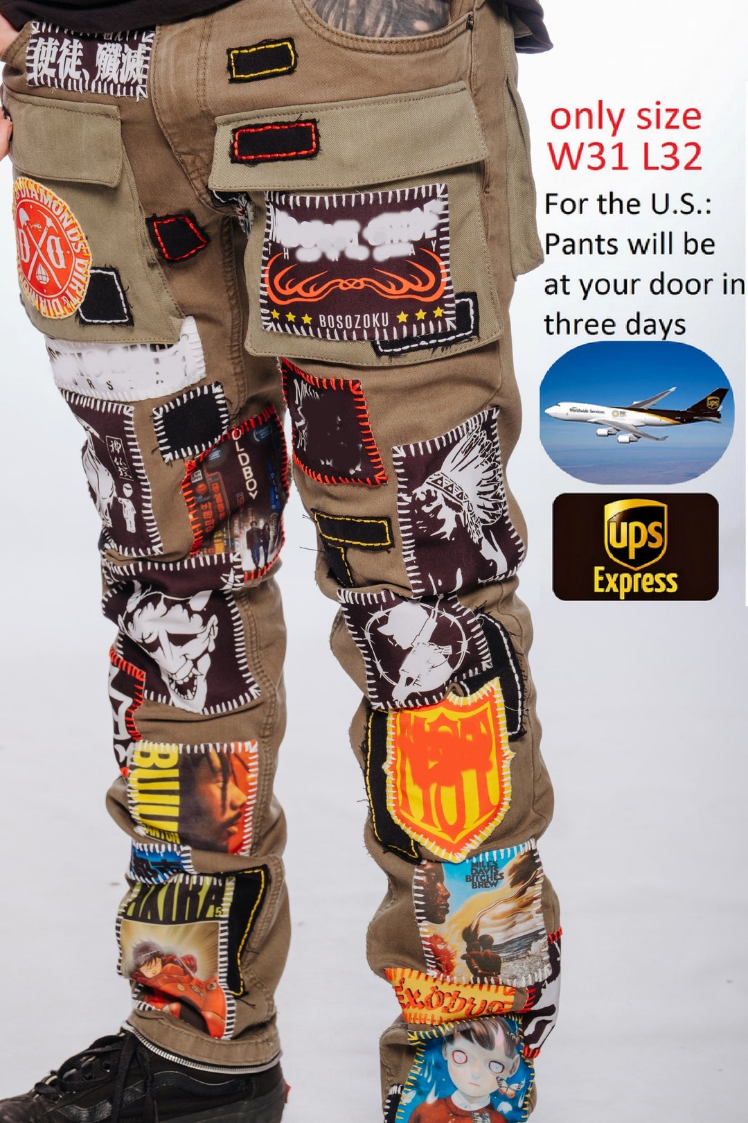 SUNSEA BLEACH CUSTOMIZED WORK PANTS