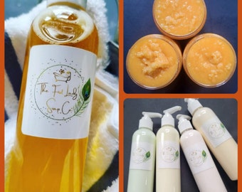 Spa Gift Set Handmade, Body Care Bundle Set, Spring Summer Self Care Kit, Sugar Scrub Lotion Body Wash Set, Skincare Gift for Her