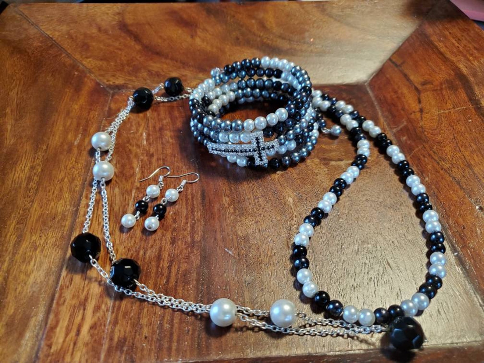 Black and White Pearls Set Etsy