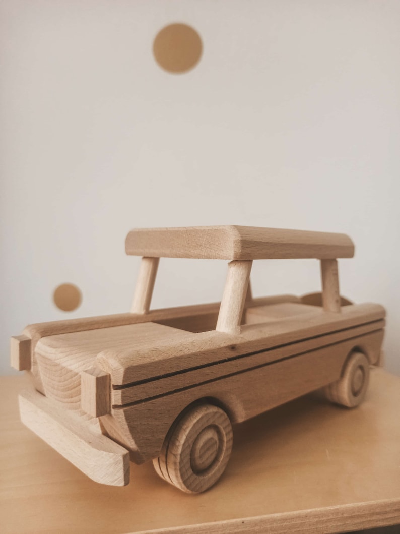 SET 5, handmade wooden car toys montessori, digger toy, tractor, eco car, natural wood image 3