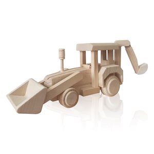 wooden digger, handmade eco car, montesori toys