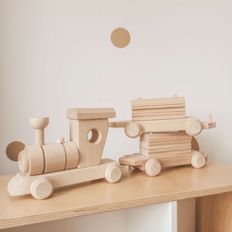 SET 5, handmade wooden car toys montessori, digger toy, tractor, eco car, natural wood image 4