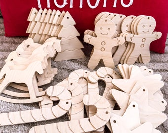 50 pieces wooden cuten decor christmas, star, horse, tree