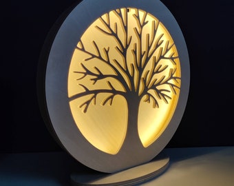 Holzlampe, Sperrholz Dekoration, Nachttischlampe, an der Wand, Baum od Leben