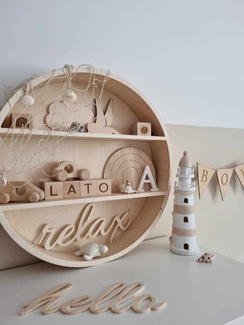 Round Shelf Plywood Wood Decor Regal Runde Etsy