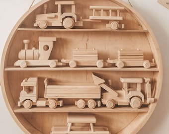 SET 5, juguetes de coche de madera hechos a mano montessori, juguete excavador, tractor, coche ecológico, madera natural