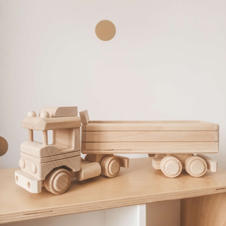 SET 5, handmade wooden car toys montessori, digger toy, tractor, eco car, natural wood image 6