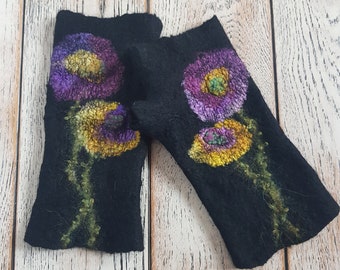 Regalo para mujeres Regalo para hombres Guantes sin dedos de fieltro Manoplas sin dedos de lana Calentadores de brazos de fieltro