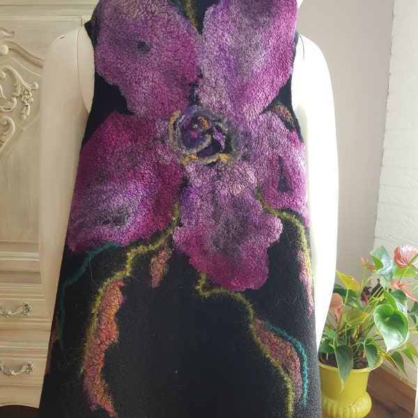 Gefilzte Florale Weste Frau Weste Art Weste Accessoire Winter Herbst Wolle Weste Handgefilzte Kleidung Frau Wolle Jacke Unikat handgefertigt Merino Weste