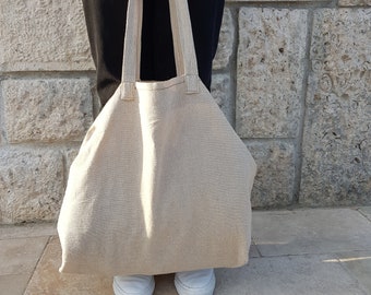 Linen bag, Canvas tote bag, Vegan bag, beach bag, Linen Tote Bag,Shoulder Bag, Shopping Tote,Casual Bag, Minimalist Bag, Weekender Bag