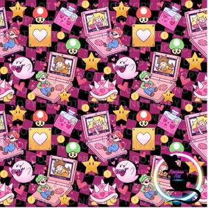 Gamer Girl Nostalgia Seamless File | Gamer Princess PNG | Sublimation | Digital Design | Retro Game | Y2K | Scrapbooking | Digital Paper