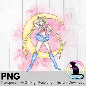90's Anime PNG | Pink | Moon | Sublimation | Digital Download | PNG | Retro | Vintage | Cartoon | Wallpaper | 90's Nostalgia | Anime Girl