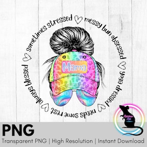 PNG | Messy Bun | Mama | Trucker Hat | Sublimation | Digital File | Sublimation Design | Leopard Print | Mothers Day | Instant Download